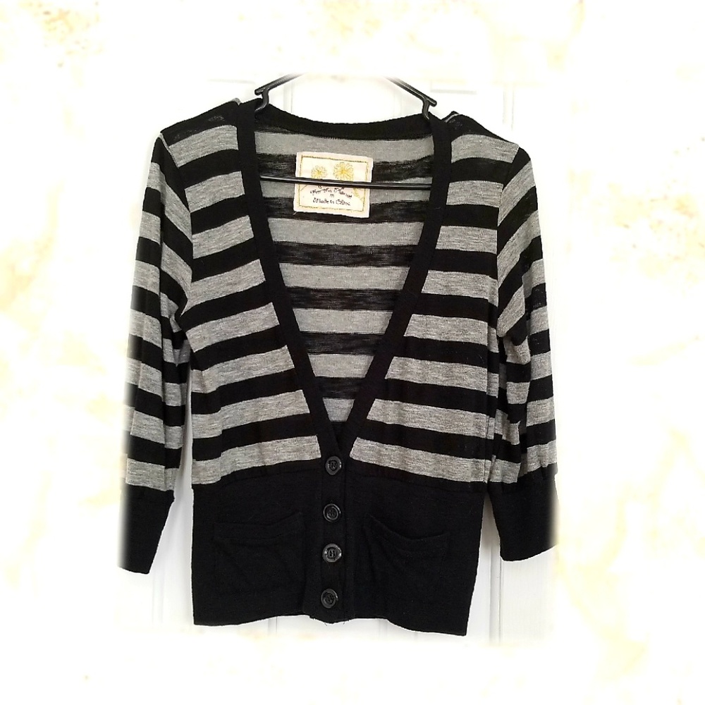 Black and gray strip Cardigan